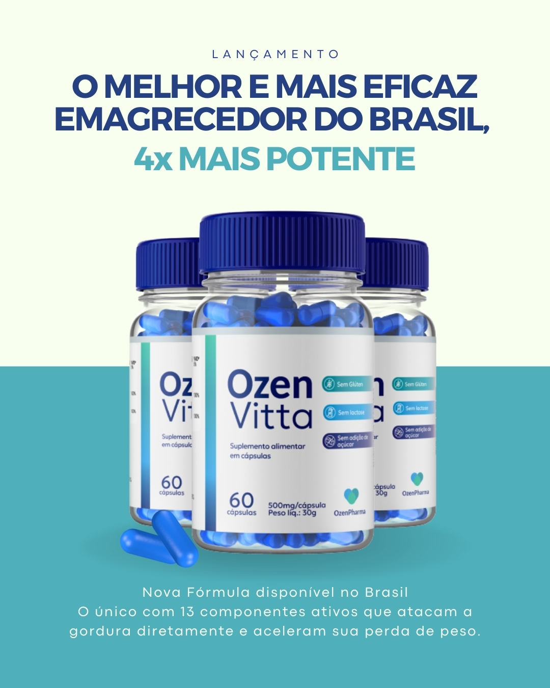 Ozen Vitta - O melhor e mais eficaz emagrecedor do Brasil, 4x mais potente, nova fórmula com 13 componentes ativos